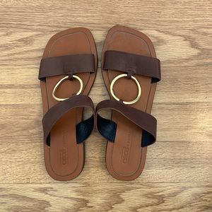 ASOS leather strap sandals with gold detail